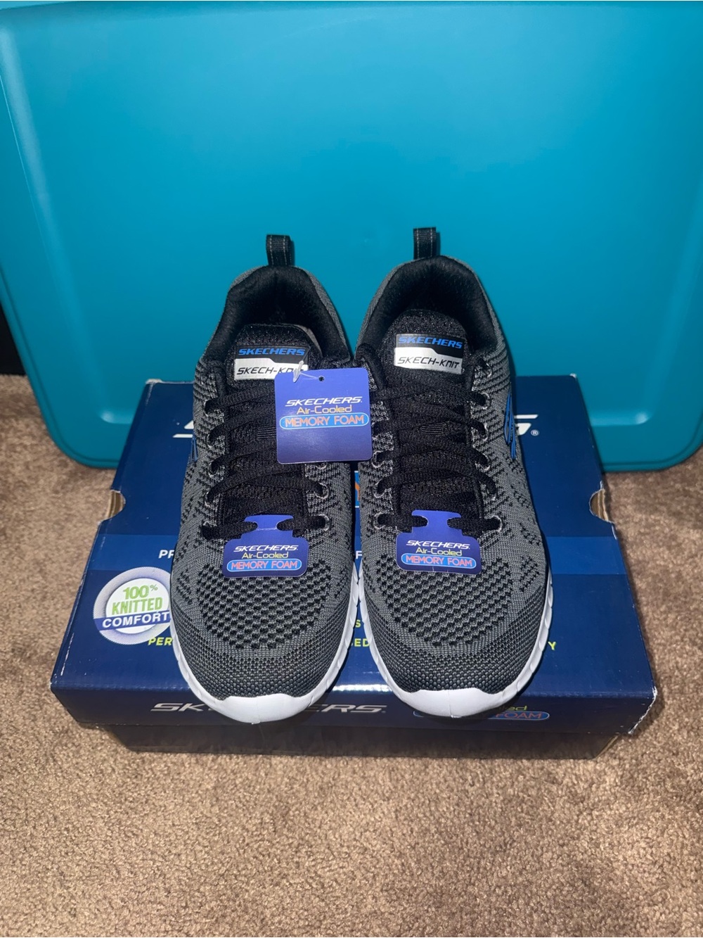 Skechers Black & Gray Knit Comfort Memory Foam Shoes